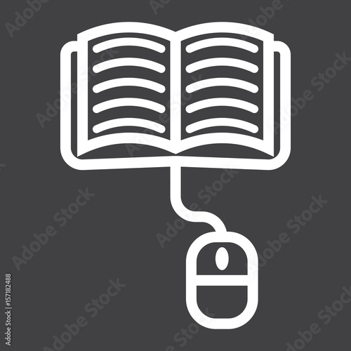 Online learning line icon, education and internet, vector graphics, a linear pattern on a black background, eps 10.