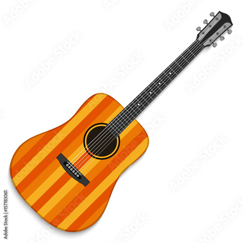 Musical instrument. Acoustic guitar isolated on white background. Vector illustration