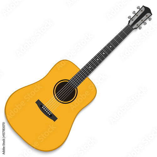 Musical instrument. Acoustic guitar isolated on white background. Vector illustration