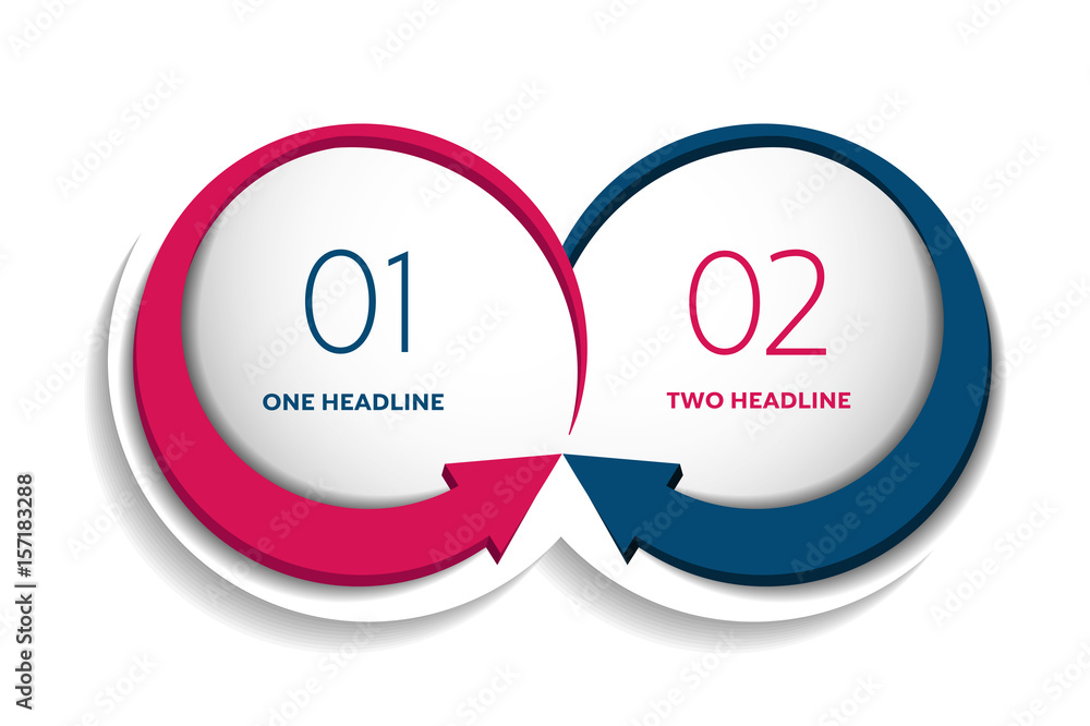 Two business elements banner, template. 2 steps design, chart ...