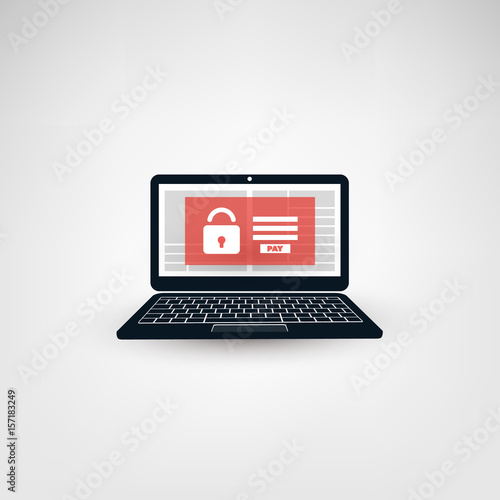 Unsafe Online Browsing - Locked Device, Encrypted Files, Lost Documents, Global Ransomware Attack - Virus Infection, Malware, Fraud, Spam, Phishing, Email Scam, Hacking - IT Security Concept Design
