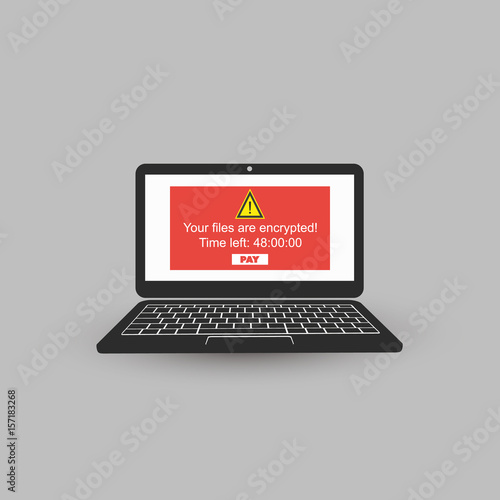 Locked Device, Encrypted Files, Lost Documents, Ransomware Attack - Virus Infection, Malware, Fraud, Spam, Phishing, Email Scam, Hacking - IT Security Concept Design, Vector illustration