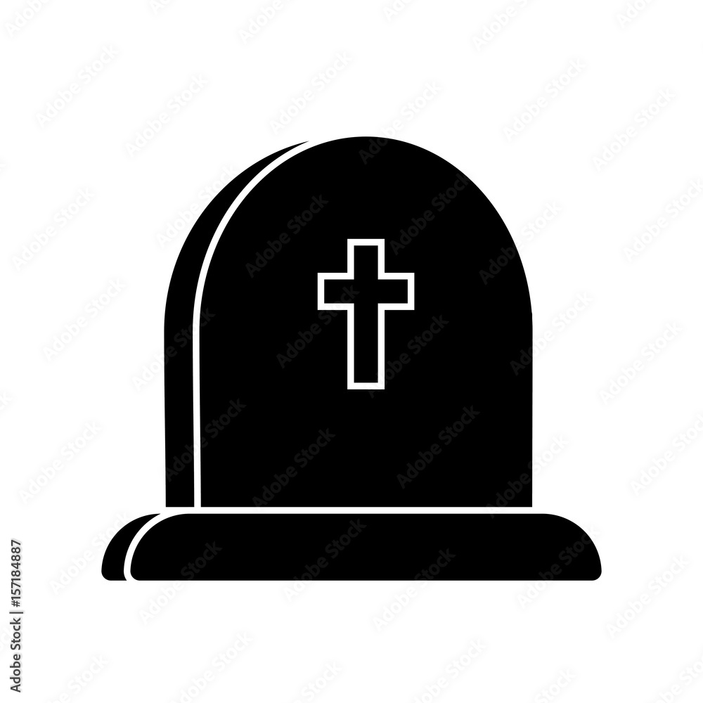 cementery stone with cross icon over white background. vector illustration cementery stone with cross icon over white background. vector illustration