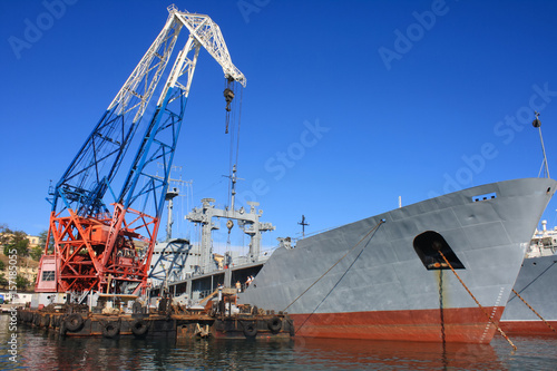 loading ship in port