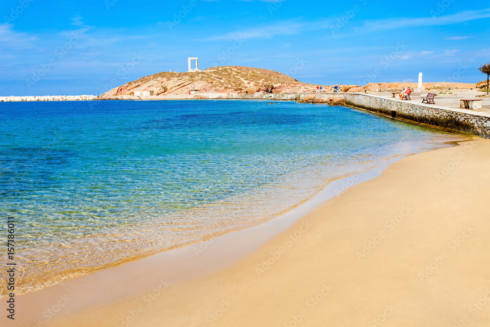 Naxos city beach, Greece - obrazy, fototapety, plakaty 