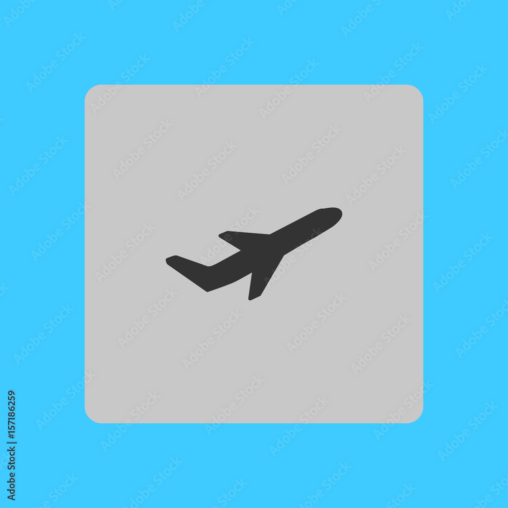 Airplane flight tickets air fly travel takeoff silhouette element. Plane symbol. Travel icon. Flat design. 