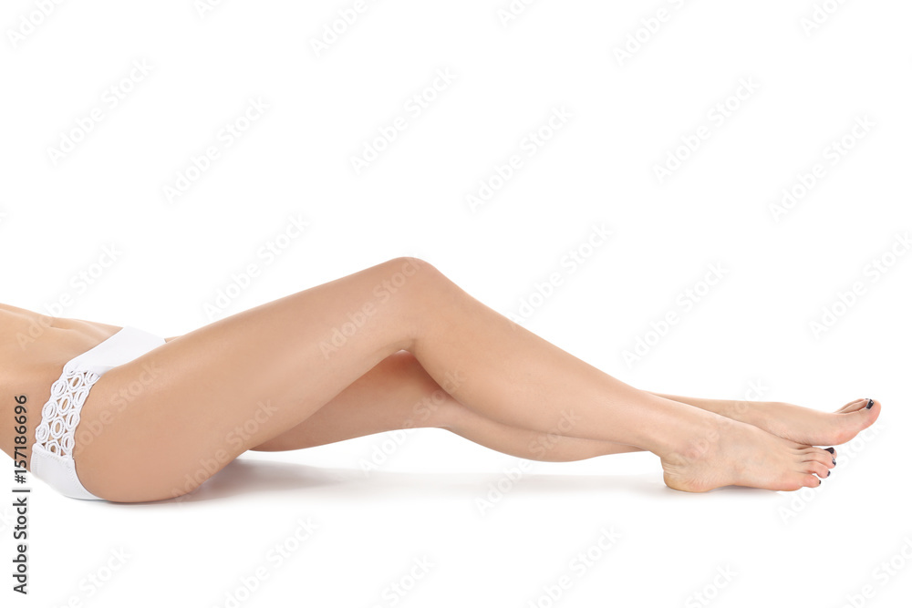 Beautiful young woman in swimsuit on white background Beautiful young woman in swimsuit on white background