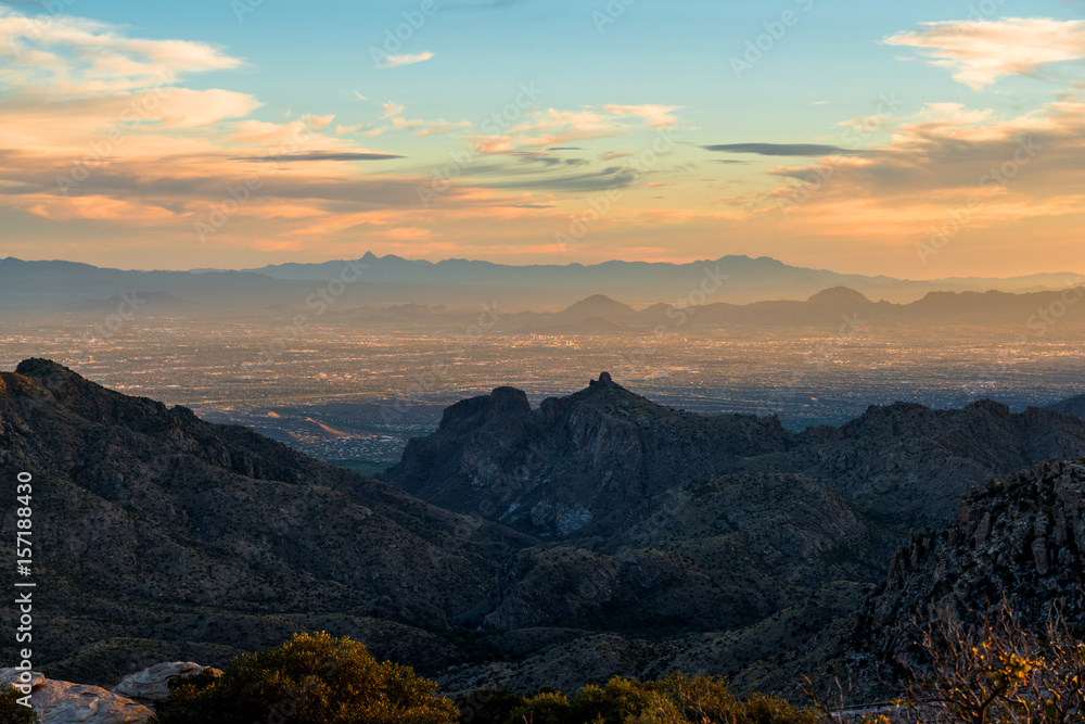 Sunset on Mt Lemmon overlooking Tucson Arizona