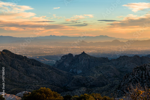 Fototapeta Naklejka Na Ścianę i Meble -  Sunset on Mt Lemmon overlooking Tucson Arizona