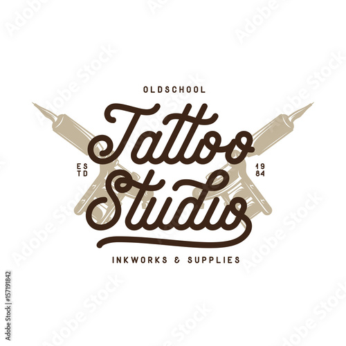 Tattoo studio typography emblem. Vector vintage illustration.