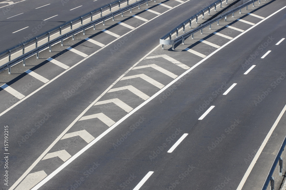 Fototapeta premium Multiband asphalt track removed from bridge height