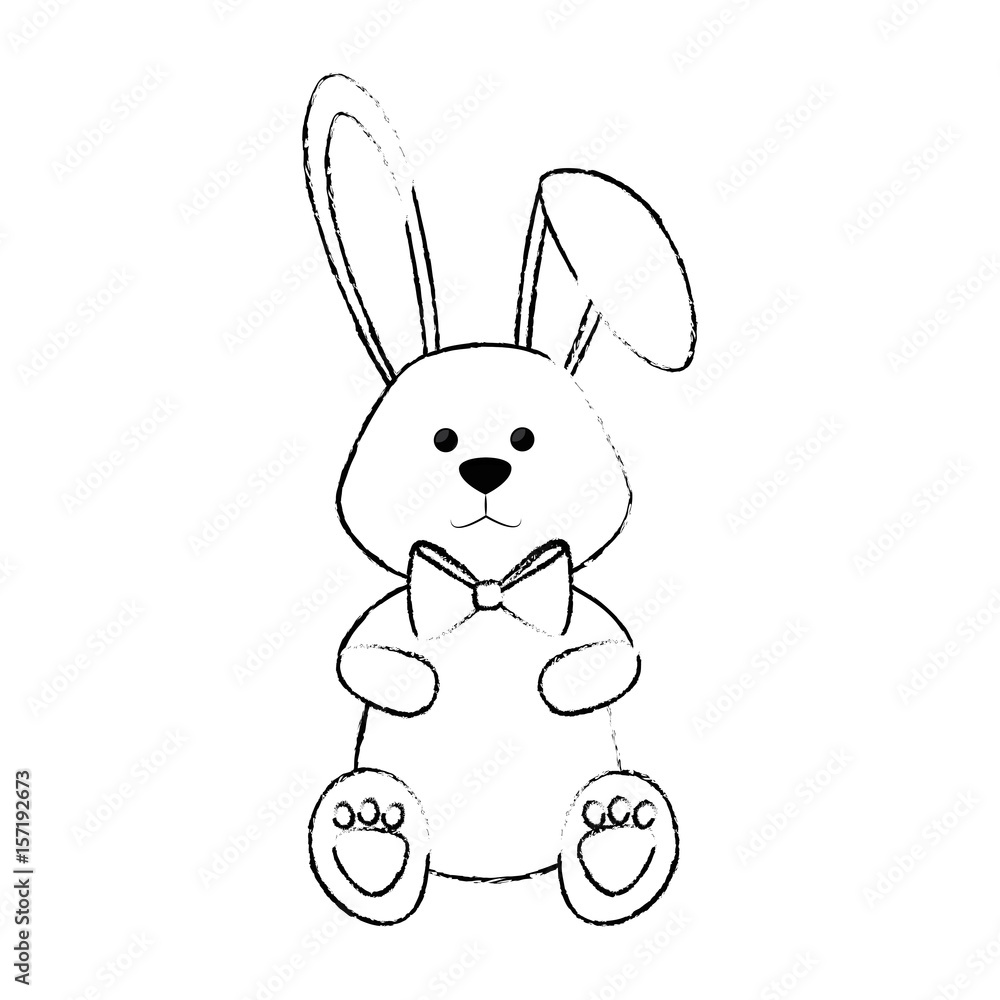 cute bunny with a bow tie icon over white background. vector illustration cute bunny with a bow tie icon over white background. vector illustration
