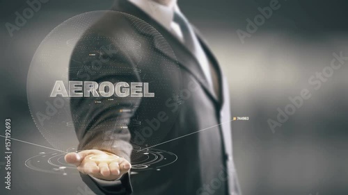 Aerogel with hologram businessman concept photo