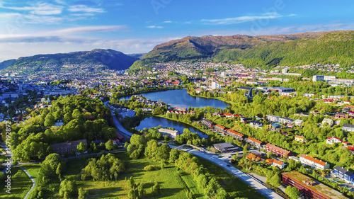 Aerial photo of Bergen city. Hordaland, Norway.