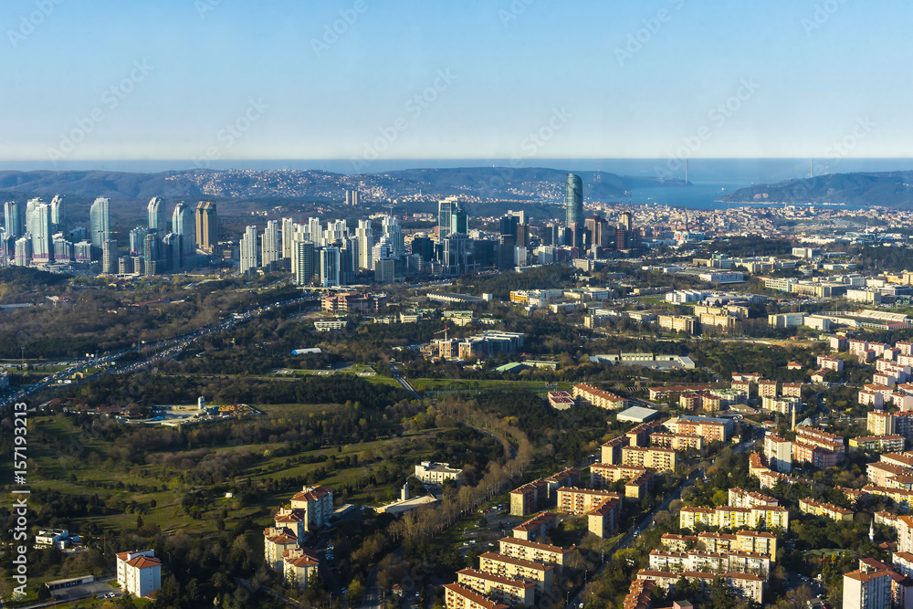 Panorama of the city of Istanbul from the observation platform Sapphire skyscraper multi-storey building