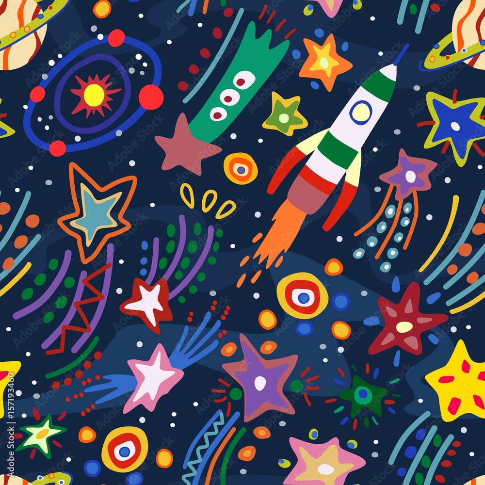 Seamless pattern with the image of the cosmos. Vector illustration. Seamless pattern with the image of the cosmos. Vector illustration.