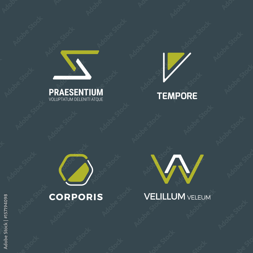 Simple minimal logo set. Flat abstract logo for your company. Vector design template. Simple minimal logo set. Flat abstract logo for your company. Vector design template.