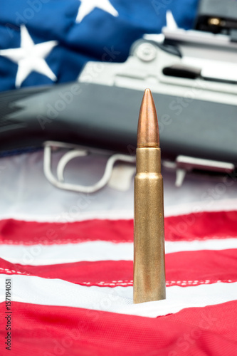 Bullet on flag photo