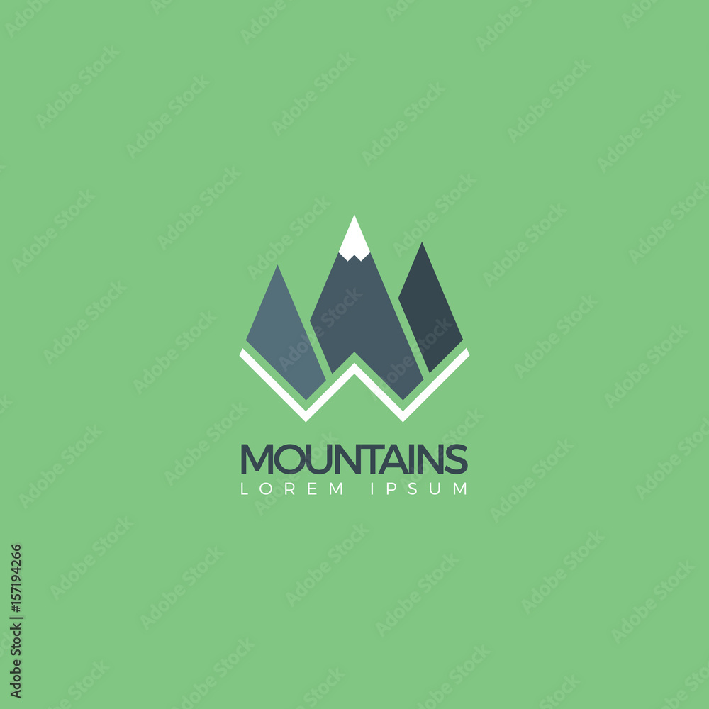 Mountains flat logo. Vector mountains icon. Isolated. Mountains flat logo. Vector mountains icon. Isolated.