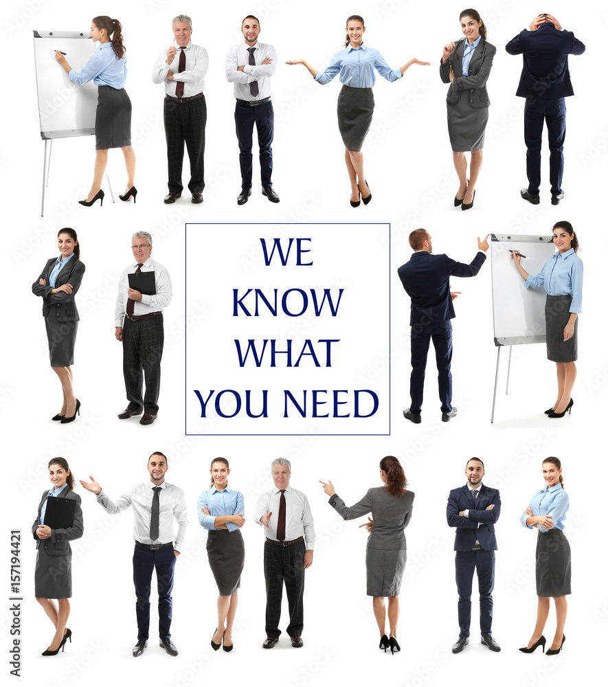 Fototapeta premium Collage of business people on white background