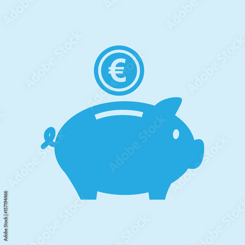 Piggy bank icon. Pictograph of moneybox. Flat design.