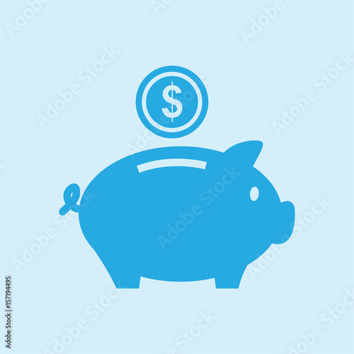 Piggy bank icon. Pictograph of moneybox. Flat design.