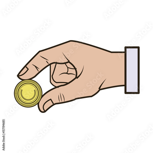 hand business put coin banking conept vector illustration
