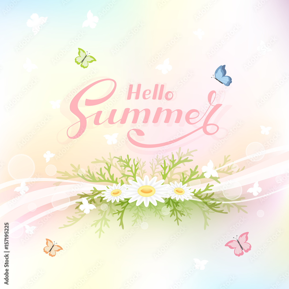 Abstract summer background with butterflies
