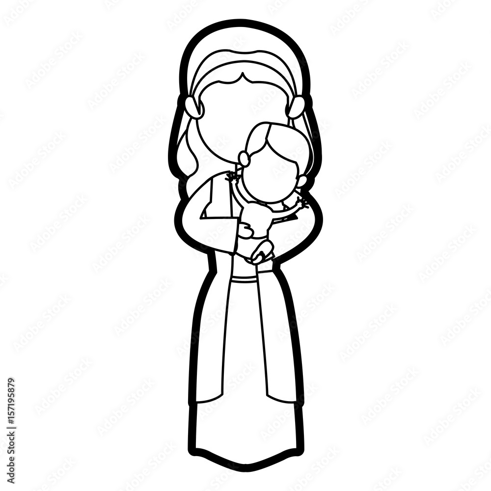 virgin mary and her holy baby religious catholicism vector illustration virgin mary and her holy baby religious catholicism vector illustration