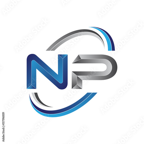 Simple initial letter logo modern swoosh NP