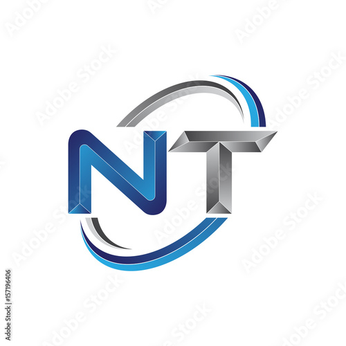 Simple initial letter logo modern swoosh NT