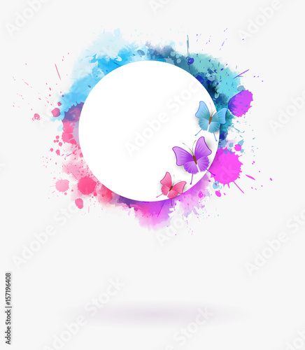 Round watercolor frame background