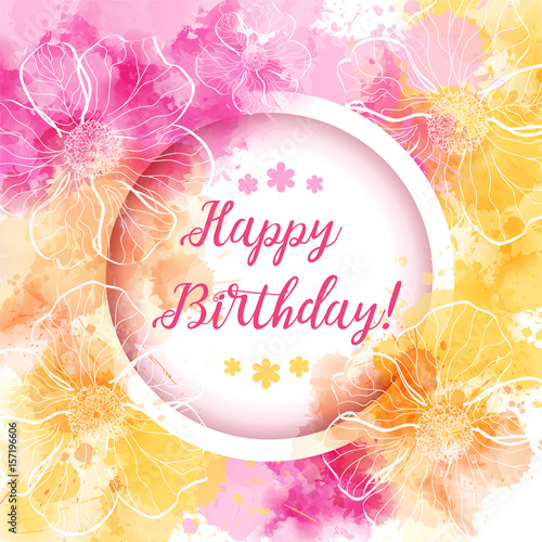 Happy Birthday floral backgound