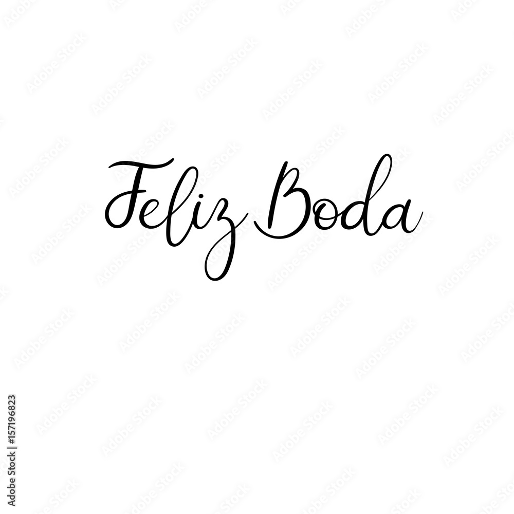 Happy wedding hand lettering text in Spanish. Feliz Boda. Calligraphy inscription for greeting cards, wedding invitations. Vector brush calligraphy