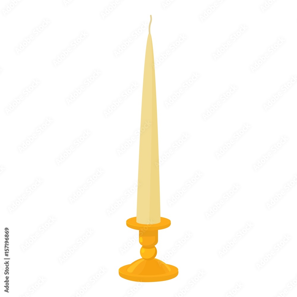 White conical candle in candlestick icon White conical candle in candlestick icon
