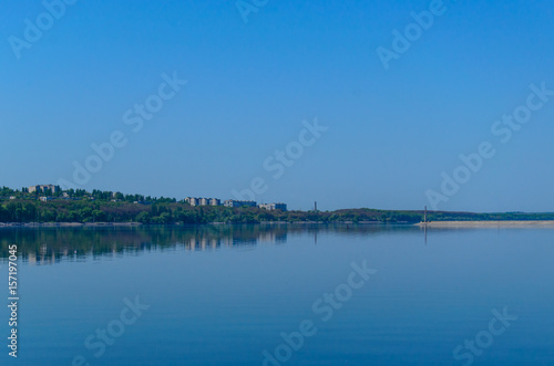 View on a city Svetlovodsk on a lake shore © ihorbondarenko