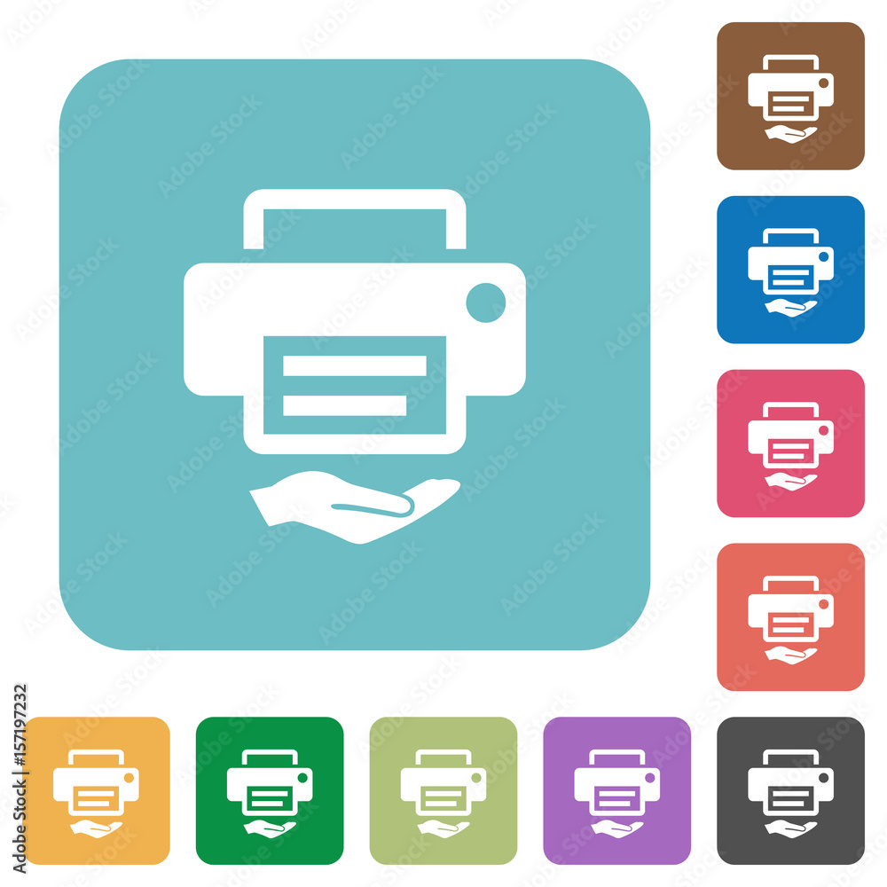 Shared printer rounded square flat icons Shared printer rounded square flat icons