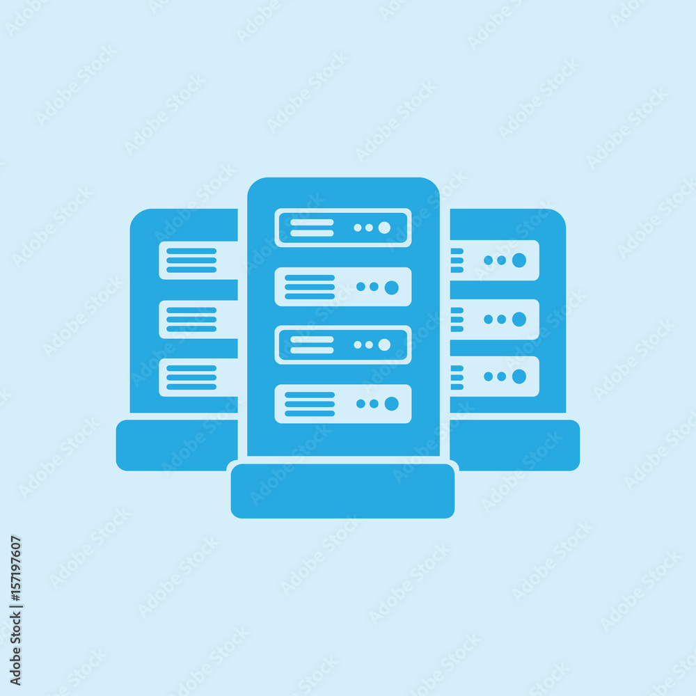 Network servers in data center icon. Flat design style. Network servers in data center icon. Flat design style.