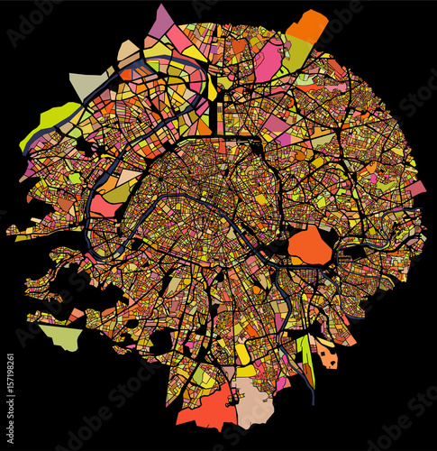 vector map of the city of Paris, France