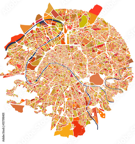 vector map of the city of Paris, France