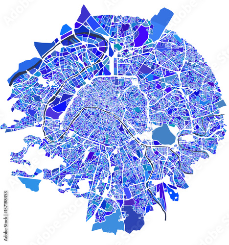 vector map of the city of Paris, France