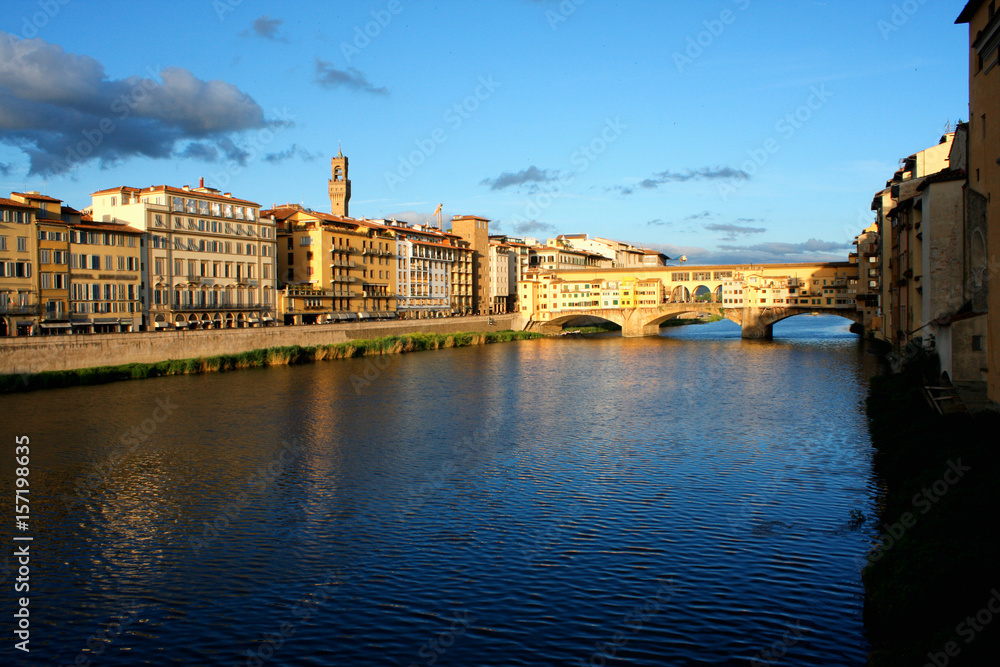 Sunny Bridge ''Ponte Vecchio'' in Florence Italy