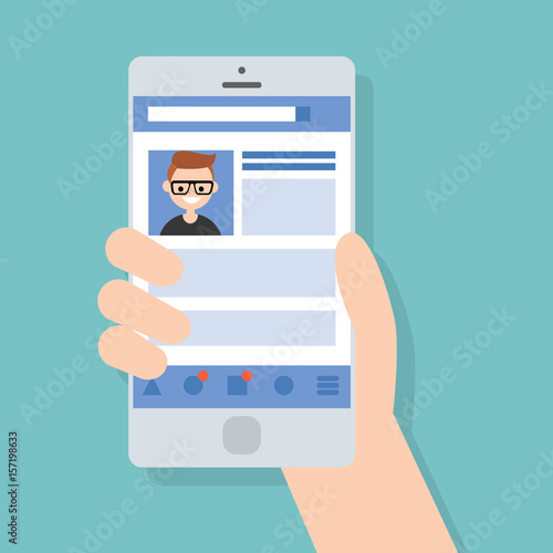 Social media profile page. Mobile version. Flat editable vector illustration, clip art