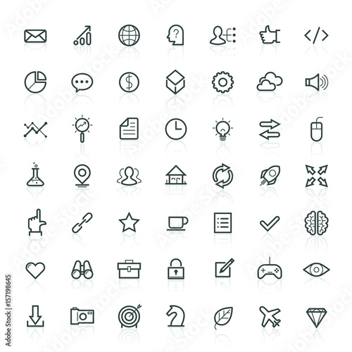 Modern thin line icons set of doing business elements, solution for clients.