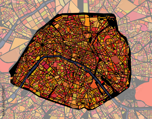vector map of the city of Paris, France