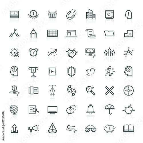 Modern thin line icons set of doing business elements, solution for clients.