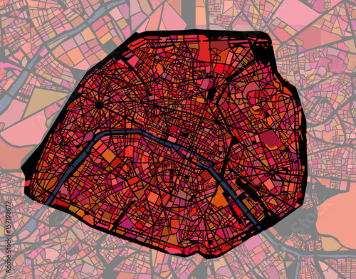 vector map of the city of Paris, France