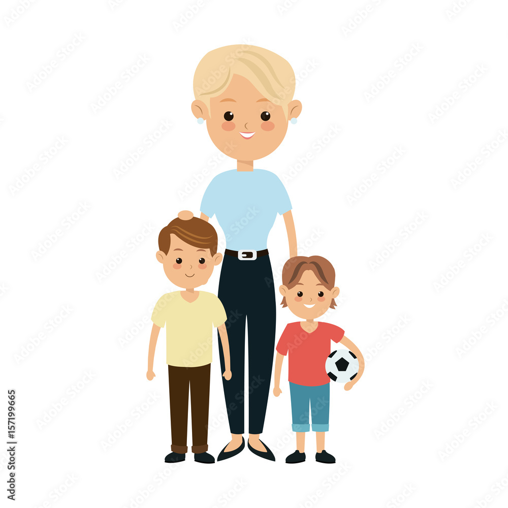 blonde grandmother together grandchilds image vector illustration blonde grandmother together grandchilds image vector illustration