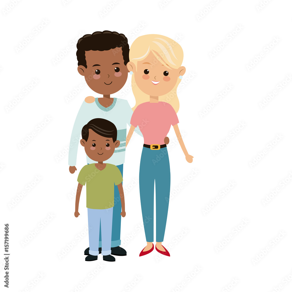 cute family multiracial happy relation image vector illustration