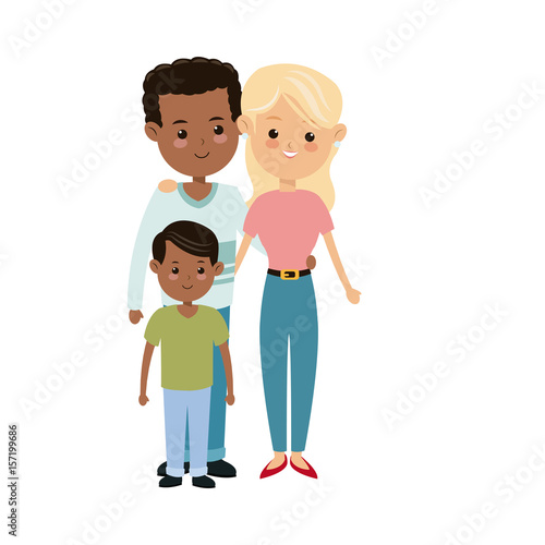 cute family multiracial happy relation image vector illustration